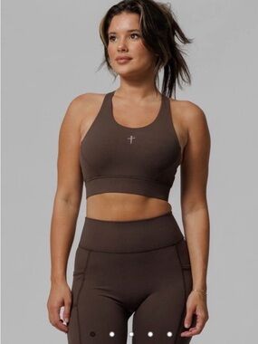 THREE NAILS Crossback Sports Bra Woodland Brown SIZE: SMALL